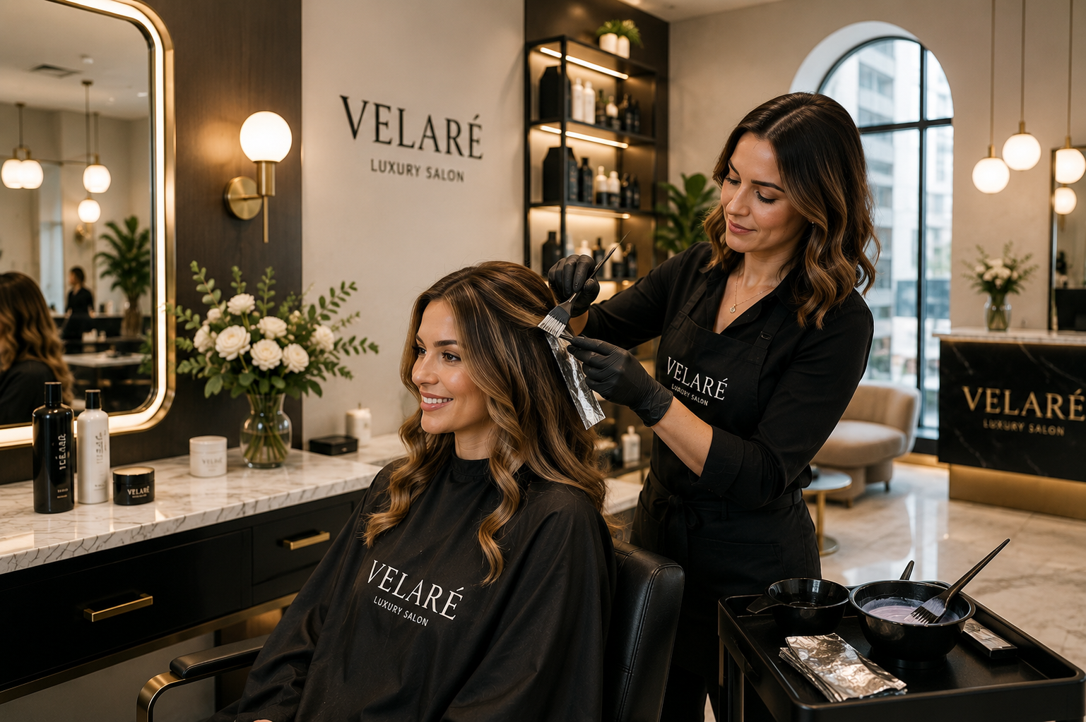 Sun-kissed balayage color transformation